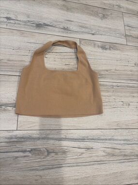 Neutral Tan Mini Shoulder Bag with Sleek Cut